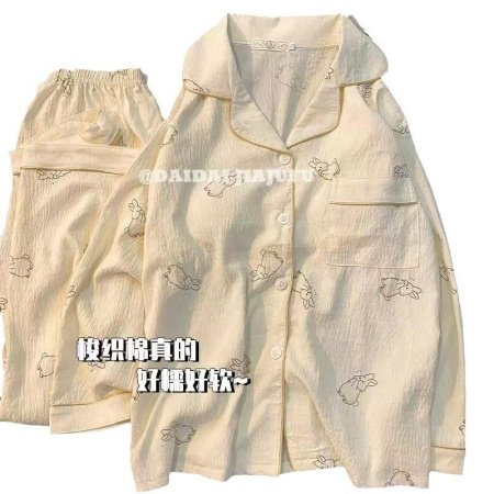 Женский пижамный комплект с длинным рукавом и длинными штанами изображение