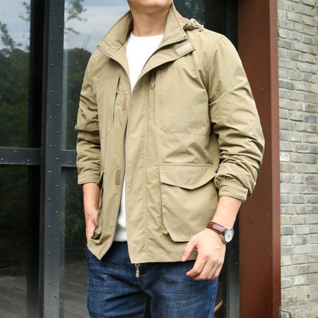 Мужской ветровой плащ с капюшоном изображение