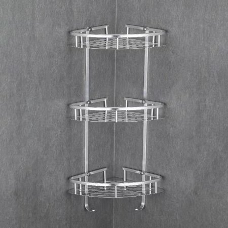 Трёхуровневая угловая полка для ванной комнаты фотография