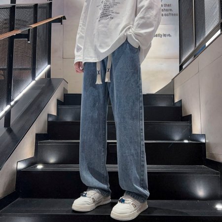 Джинсы 2024 весна мужские прямые широкие джинсы изображение