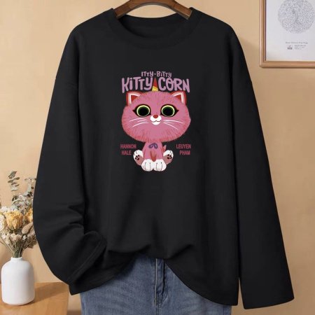 Женская футболка с длинным рукавом из чистого хлопка 230 г 2024 новая осенне-зимняя модель фотография