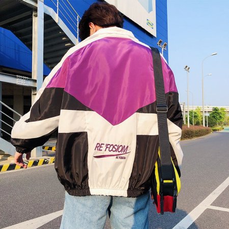 Весенне-осенняя мужская куртка в стиле ретро с крупным рисунком фотография