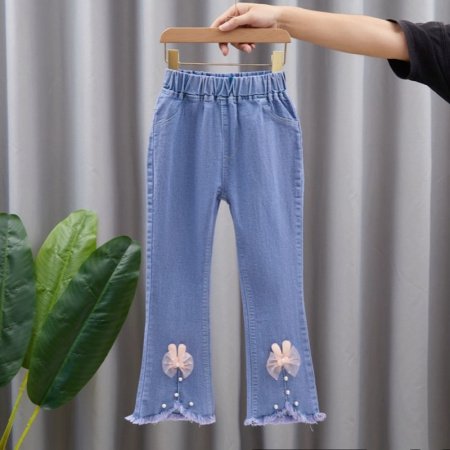 Детские джинсы с широкими штанинами фото