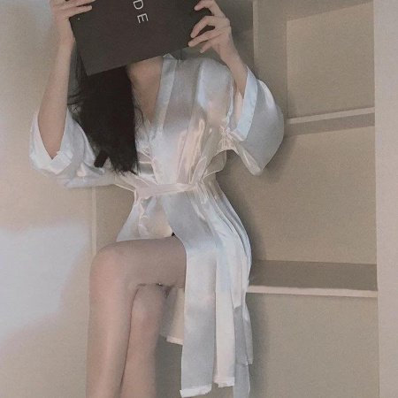 Халат для сна плюс-сайз лето 2023 в стиле бойфренд с длинным рукавом, однотонный, длинный, свободный крой, для отелей, до 200 фунтов изображение