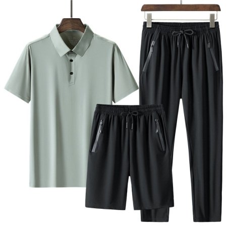 Летний мужской комплект из поло и шорт с брюками фотография