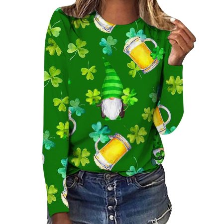 Женская футболка с длинным рукавом 3D-печать трехлистников фотография