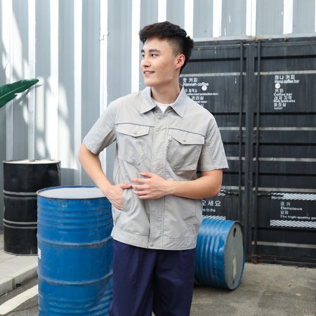 Летний мужской рабочий костюм из чистого хлопка изображение