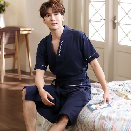 Халат для сна летний длинный сексуальный хлопковый для женщин и мужчин 100% хлопок больших размеров тонкий для пар фотография