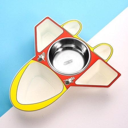 Детская тарелка из нержавеющей стали с разделением на секции фотография