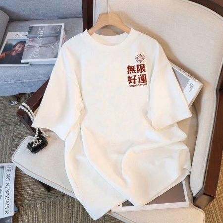 Белая мужская и женская футболка на завышенной посадке из 230 граммового чистого хлопка изображение