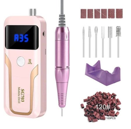 Электрическая полировальная машинка для ногтей - GO-AM-5/pink / К24 / В16 детальное фото