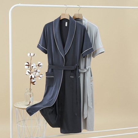 Мужской халат для сна и ванной комнаты из модального хлопка фотография