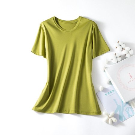 Майка из шелковистого хлопка с короткими рукавами фотография