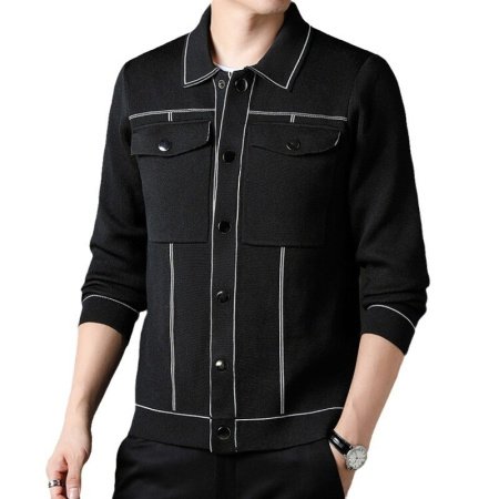 Мужская вязаная куртка с воротником изображение