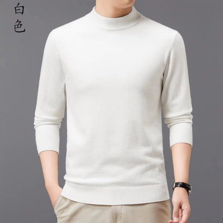 Мужской свитер высокий воротник 2024 осенне-зимняя новая однотонная длинный рукав овечья шерсть свитер фото