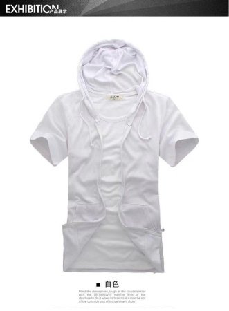 Летняя мужская футболка с коротким рукавом и капюшоном фото