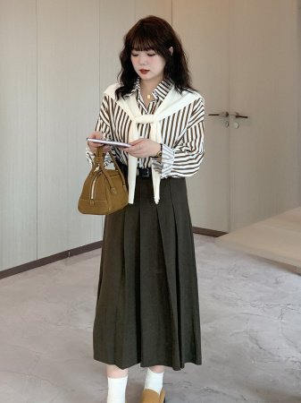 Женская юбка высокой талии с поясом фото