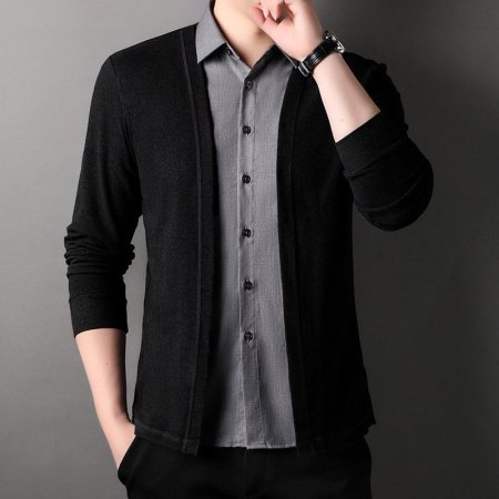 Мужская вязаная кардиган на молнии фото