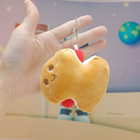 Мягкая игрушка-брелок для ключей Любимый бургер и картофель фри изображение