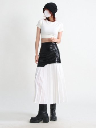 Женская кожаная юбка в стиле уличной моды фото