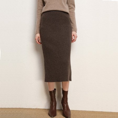 Шерстяная юбка с разрезом на осень и зиму изображение