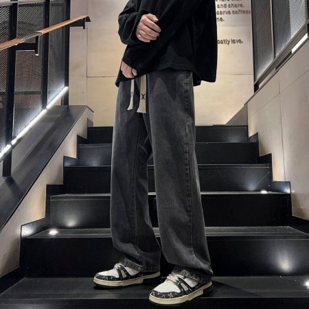 Джинсы 2024 весна мужские прямые широкие джинсы изображение