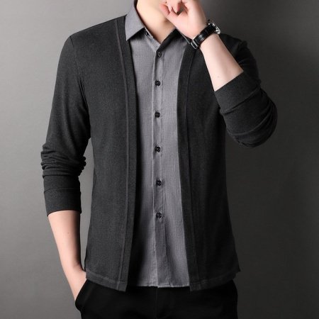 Мужская вязаная кардиган на молнии фото