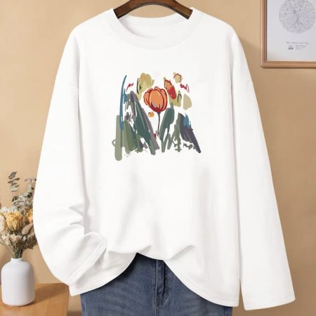 Женская футболка с длинным рукавом из чистого хлопка 230 г 2024 новая осенне-зимняя модель фотография