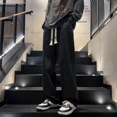 Джинсы 2024 весна мужские прямые широкие джинсы изображение