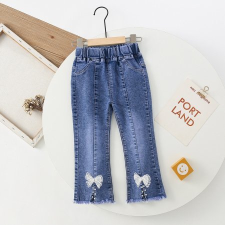 Детские джинсы для девочек весна-осень 2024 фотография