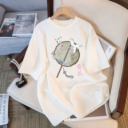 Белая мужская и женская футболка на завышенной посадке из 230 граммового чистого хлопка изображение