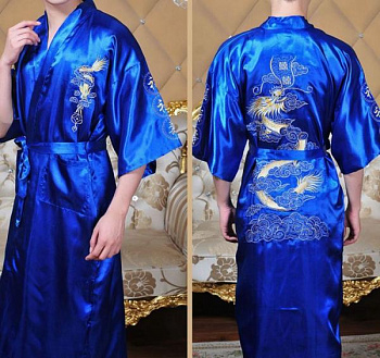 Китайский мужской халат с вышивкой дракона фотография