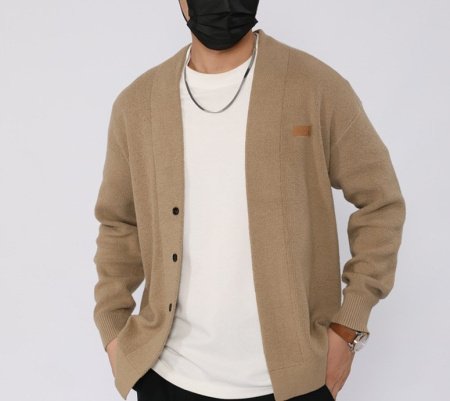 Мужская кардиган-жакет с отложным воротником фото