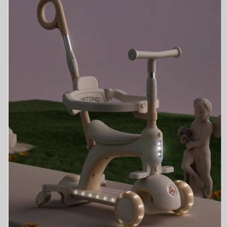 Детский трехколесный самокат изображение