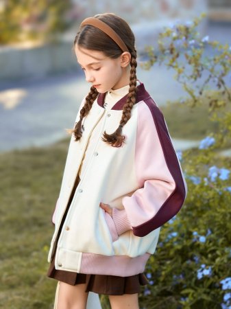 Детская куртка с длинным рукавом в стиле бейсбол 2024 для девочек фотография