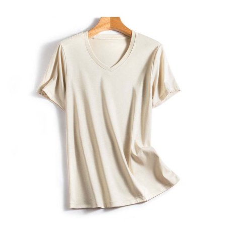 Майка из шелковистого хлопка с короткими рукавами фотография