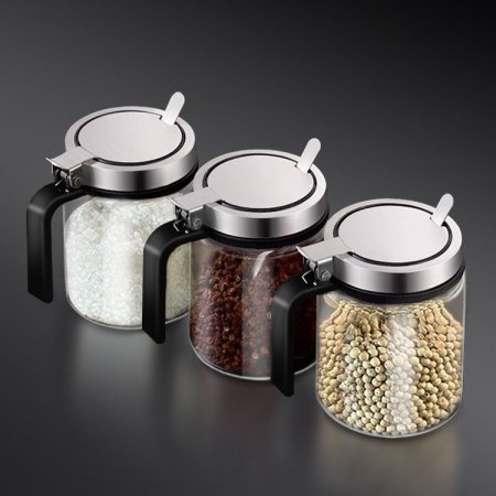 Стеклянный набор для специй с нержавеющей пружиной фотография