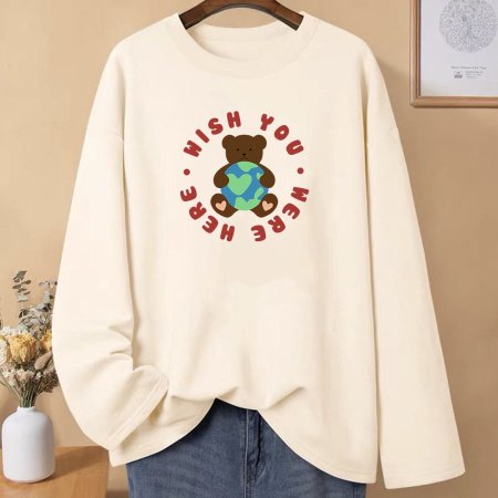 Женская футболка с длинным рукавом из чистого хлопка 230 г 2024 новая осенне-зимняя модель фотография