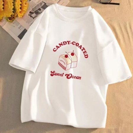 Футболка из чистого хлопка с коротким рукавом и круглым вырезом изображение