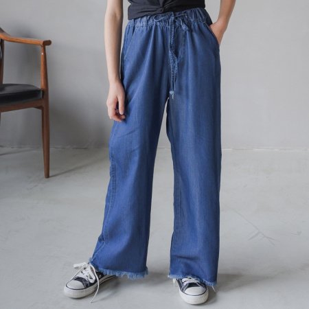 Джинсы для девочек 2021 летняя свободная тонкая шелковая прямая штаны с высокой талией изображение