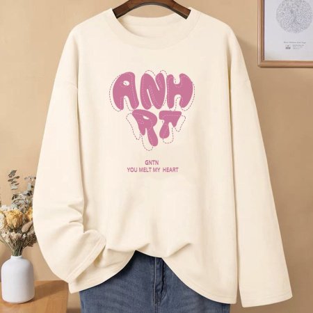 Женская футболка с длинным рукавом из чистого хлопка 230 г 2024 новая осенне-зимняя модель фотография