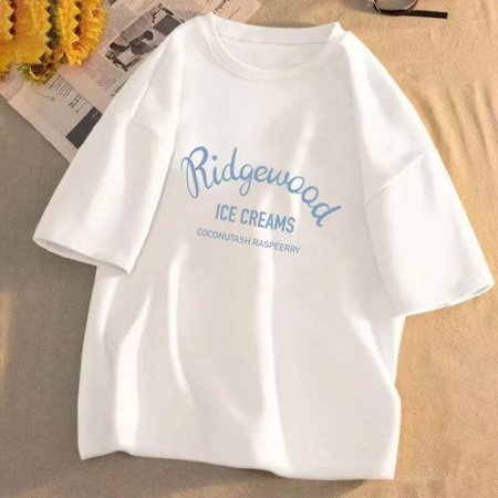 Футболка из чистого хлопка с коротким рукавом и круглым вырезом изображение