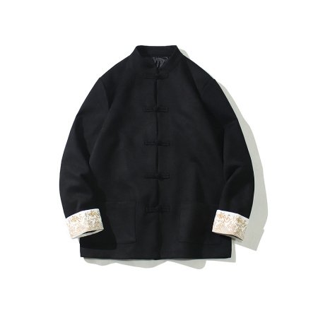 Китайский стиль мужская куртка с вышивкой оленьей замши фото