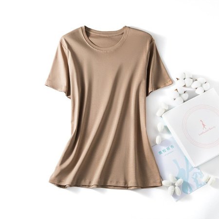 Майка из шелковистого хлопка с короткими рукавами фотография