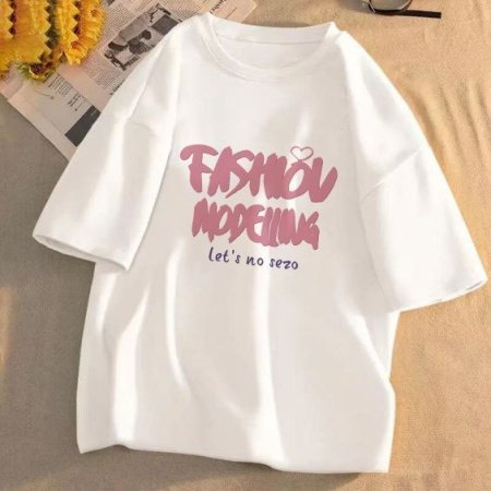 Футболка из чистого хлопка с коротким рукавом и круглым вырезом изображение