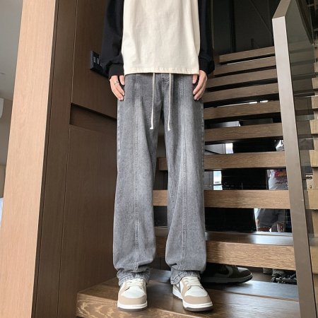 Джинсы мужские 2024 новинка весна осень тонкие американские уличные широкие прямые свободные брюки фото