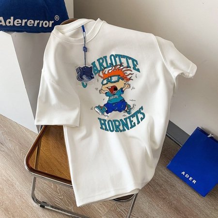 Летняя футболка из чистого хлопка с дизайном и принтом 2023 изображение