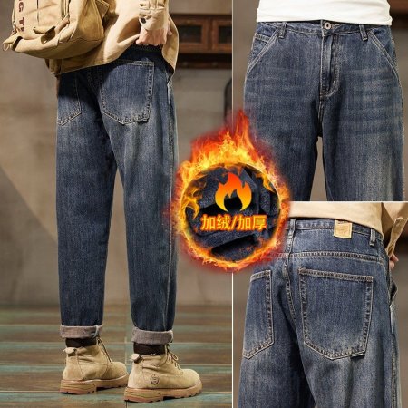 Мужские джинсы прямого кроя с утеплением фото