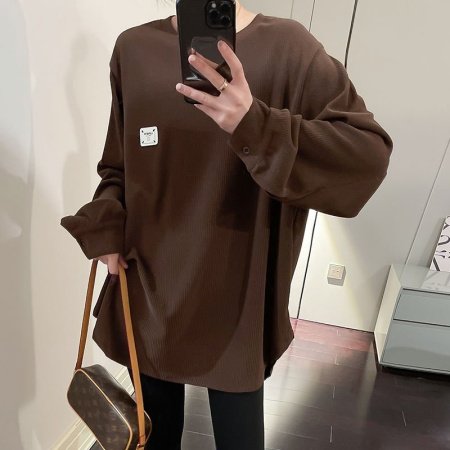 Толстовка с удлиненным рукавом и круглым вырезом изображение