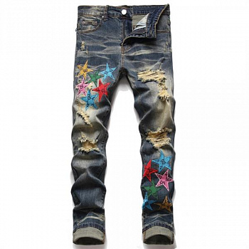 Мужские джинсы с вышивкой и звездой фото